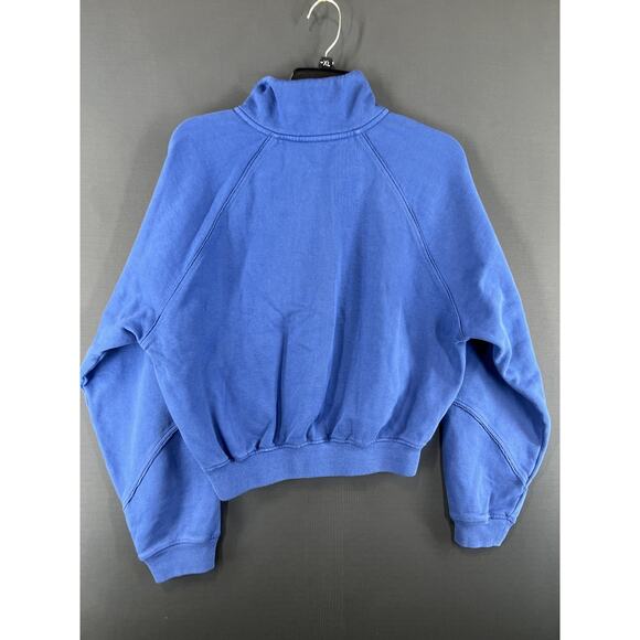 New Free People For The Win Logo Half Zip Size Medium Blue - Picture 5 of 7